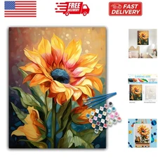 Paint by Numbers Kit for Adults Beginners, Sunflower Acrylic Adult Paint by N...