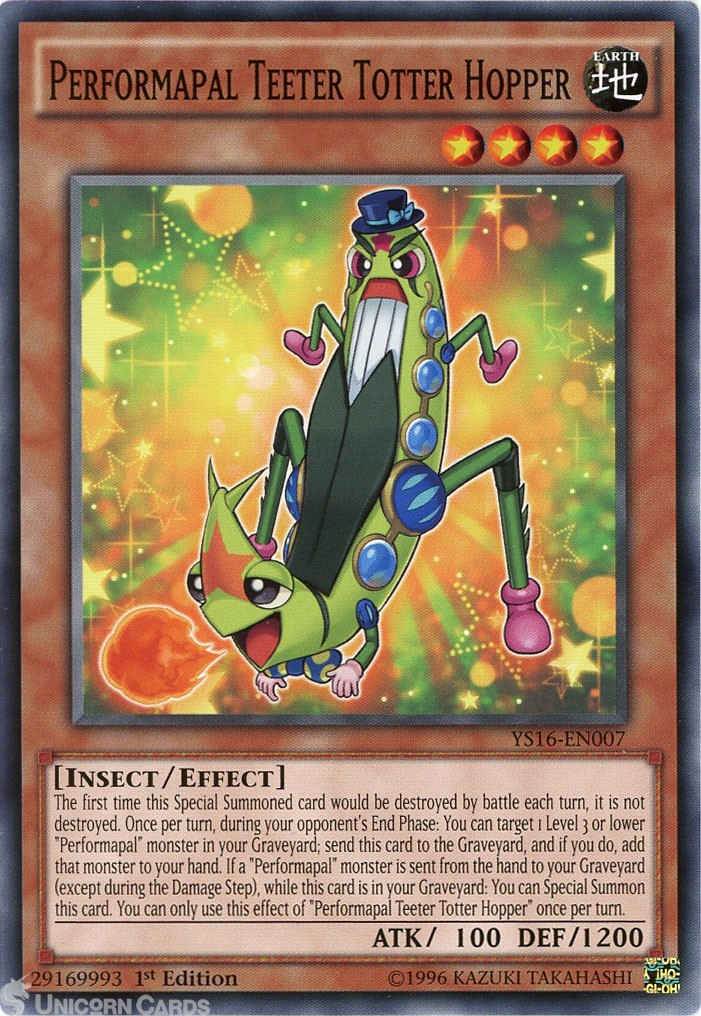 YS16-EN007 Performapal Teeter Totter Hopper 1st Edition Mint YuGiOh Card