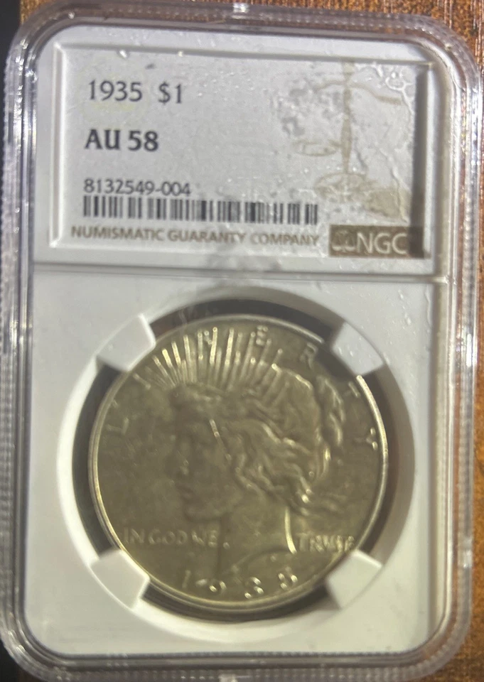 1935 $1 Paz NGC GRADUADO AU 58 bonita identificación de moneda enviar para reconsideración en PCGS Foto 3 de 4