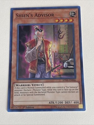 Yugioh - Shien's Advisor - 1st Edition - Super Rare NM - Free Holographic Card A