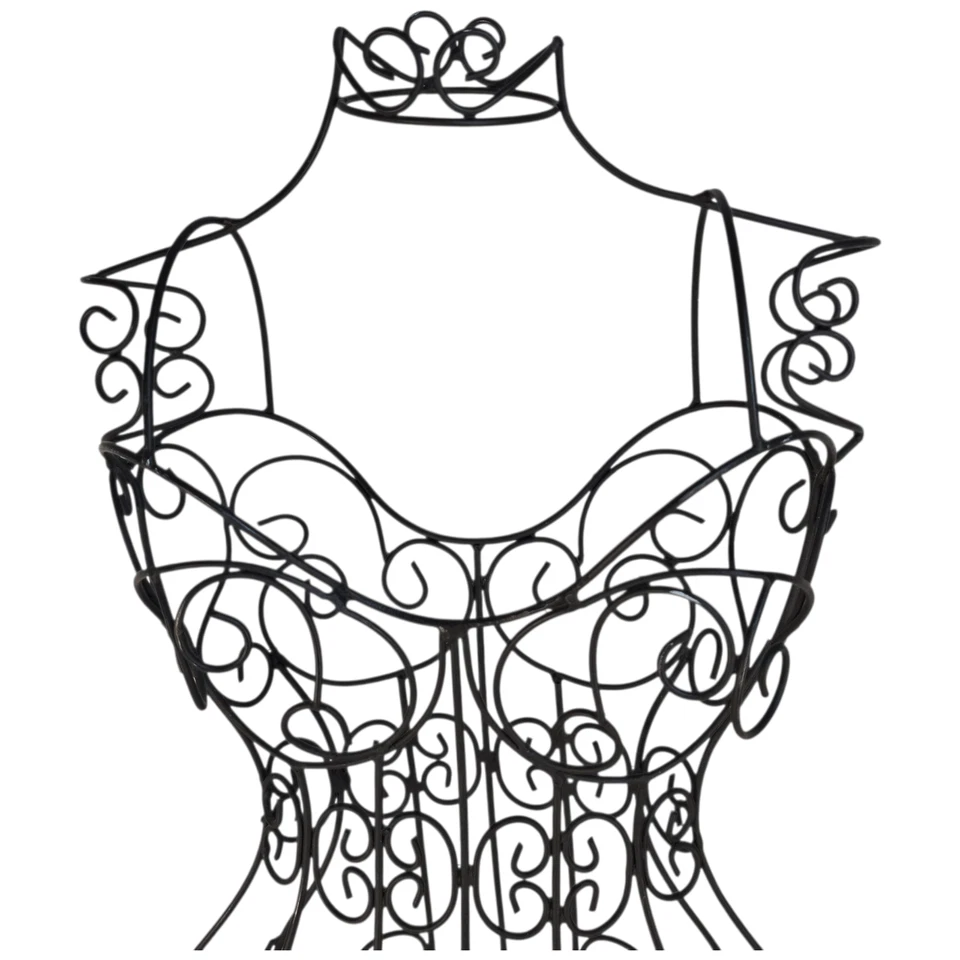 Wrought Iron Wire Dress Form Mannequin Jewelry Display Stand Black Vtg 37 in - Image 2 of 4