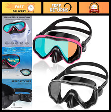 Adult Swim Goggles with Nose Cover, Anti-Fog Diving Mask, Wide View for Men Wo