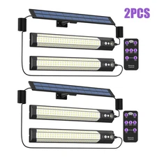 2Pcs Double Head Solar Power LED Pendant Light Garage Shop Lamp Shed Gazebo Yard