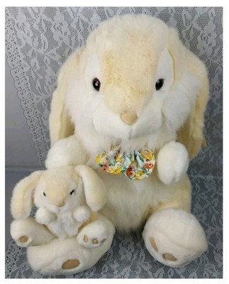 Chosun Bunny Rabbit Ensemble Mom & Baby Plush 22'' Jumbo Easter Stuffed 1992 VTG 