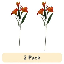 (2 pack)  31" Artificial Orange Tiger Lily Flower Stem, Indoor Decoration