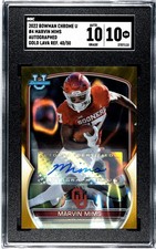 2022 Bowman Chrome Univ #4 Marvin Mims SGC 10 w/10 Auto Gold Lava Refractor /50