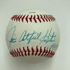 Jim Catfish Hunter Hall Of Fame 1989 Signed Baseball JSA COA