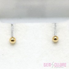 K18YG 3mm Stud Earrings, Gold Round Balls, 0.16g, New, Silicone Catch