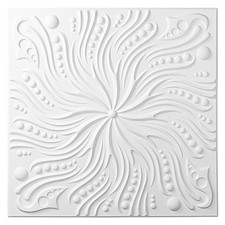 HEXIM Deckenplatte Hartschaum Deckenpaneele aus PU stoßfest weiß 61x61cm B4006