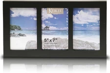 3 Photo Collage Solid Black Wood Picture Frame - 3 Opening 5 X 7 Picture