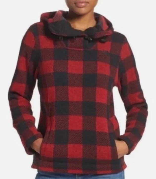 The North Face Crescent Hoodie Pull Over Buffalo Plaid Knit Hooded Small Toggle