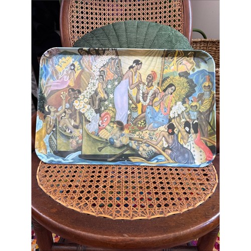 Vintage The Royal Luau Kaneohe Hawaii Pacific Coasters Melamine Tiki Serve Tray