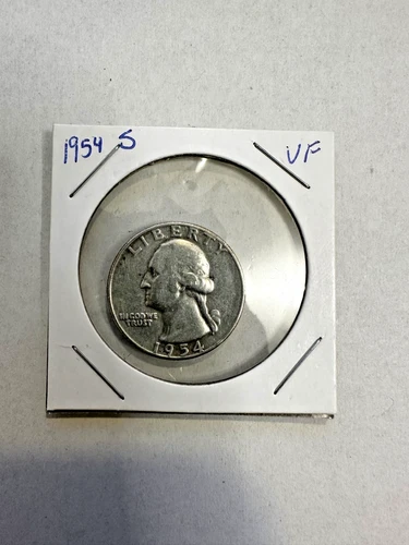 1954 S WASHINGTON 25C SILVER 25 Cent Quarter VF ungraded