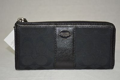 conco.① NWT Coach 48437 Legacy Signature Slim Zip Wallet Black 'C' Fabric