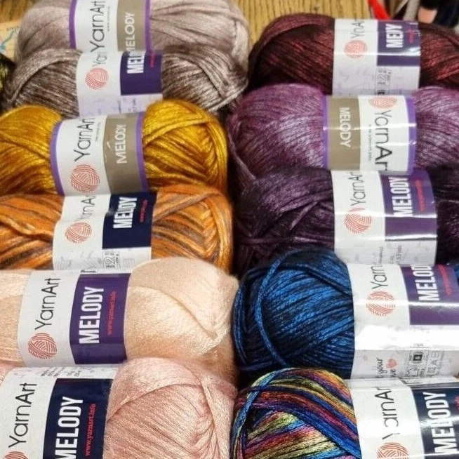 YarnArt Melody Shiny Satin Soft metallic aran knitting yarn 100g all colours - Image 2 of 4