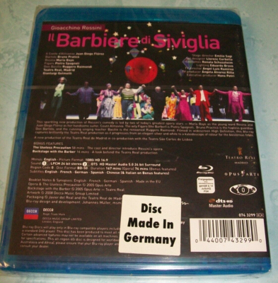 Rossini: Il Barbiere Di Siviglia (Blu-ray Disc, 2008, Opera) New