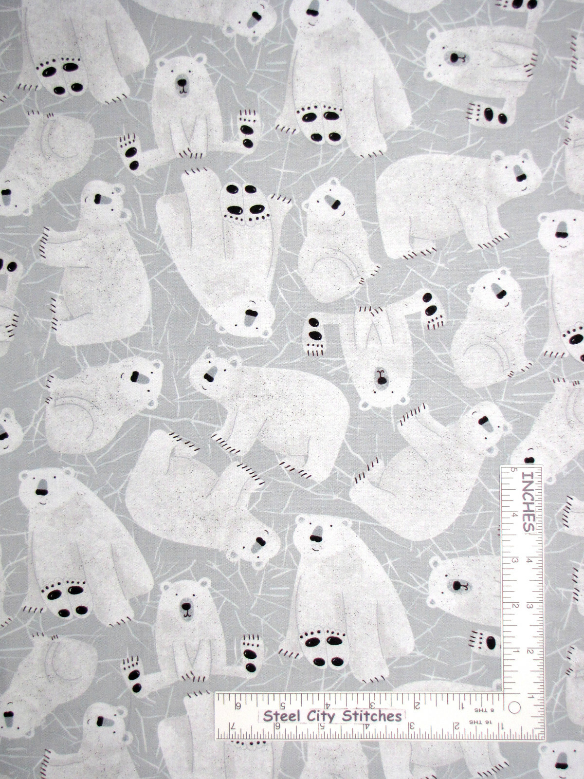 Animal Polar Bear Fabric Ice Gray Cotton Timeless Treasures C6815 By The Yard