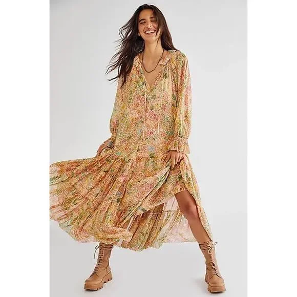 Free People Feeling Groovy Maxi Dress-L-$168-RARE COLOR A607-2