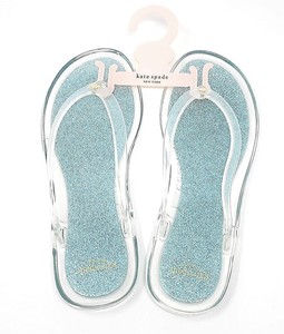 NEW Kate Spade Jill Jelly Flip Flops Clear Blue Glitter Gold Spade Size 6 Pool | eBay