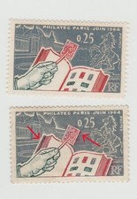 France 1963 variété Philatec Paris Juin 1964 YT 1403 Timbre enflammé Page noire