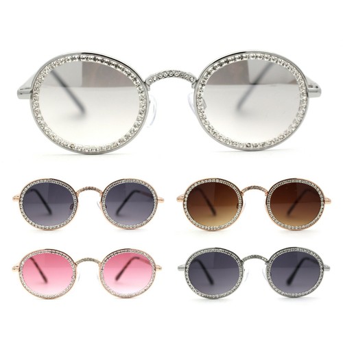 Kleine runde ovale Sonnenbrille mit voller Krone und Strass  - Bild 1 von 21
