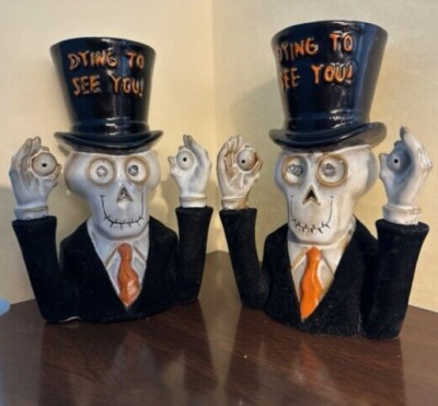 2 QTY - Yankee Candle Boney Bunch DYING TO SEE YOU Halloween Tea Light Holder