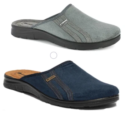 Inblu Pantofole da Uomo con Applicazione chiuse invernali Comode Grigio - Blu