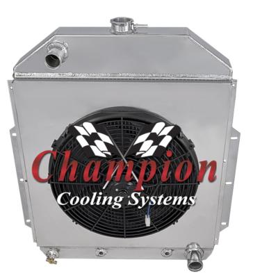 Atom Champion 3 Row Radiator Chevy Conv,16'' Fan,Shroud for 1942-1952 Ford Truck
