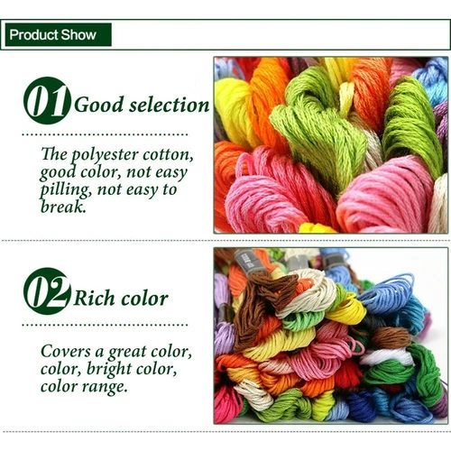 Lote de 100 madejas de coser hilos de algodón de punto de cruz multicolores - Imagen 9 de 9