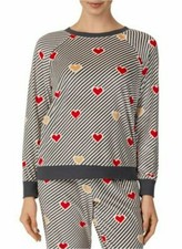 -WOMEN'S HACCI SOFT SLEEP TOP ONLY WHITE / BLACK HEARTS SECRET TREASURES MEDIUM