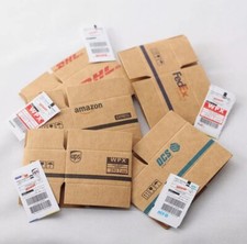 Doll House Miniature Shipping Boxes with shipping labels and tape - 5PCS 1:12
