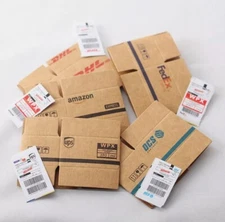 Doll House Miniature Shipping Boxes with shipping labels and tape - 5PCS 1:12