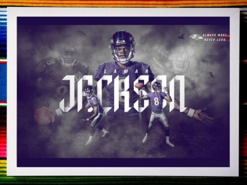 ✺Gerahmt✺ BALTIMORE RAVENS NFL-Poster LAMAR JACKSON – 45 cm x 32 cm x 3 cm - Bild 1 von 4
