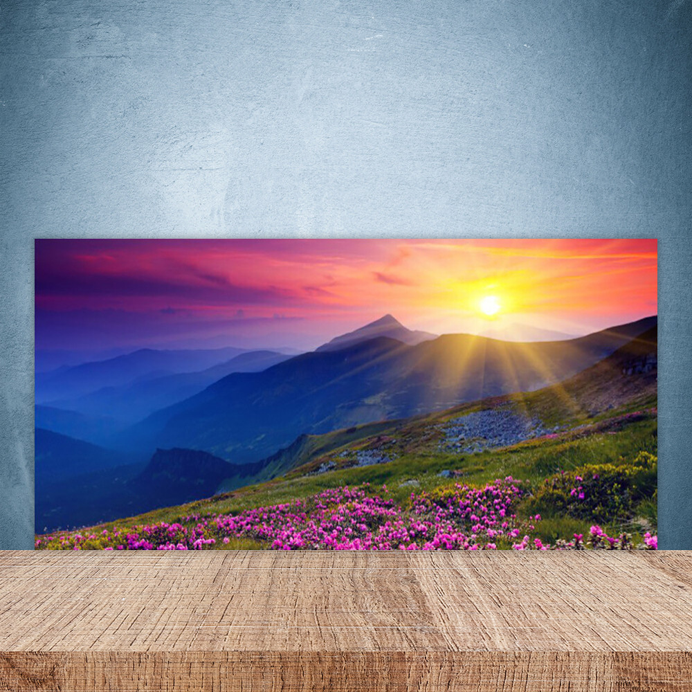 Crédence de cuisine en verre 100x50 cm motif montagne panoramique pour protection murale