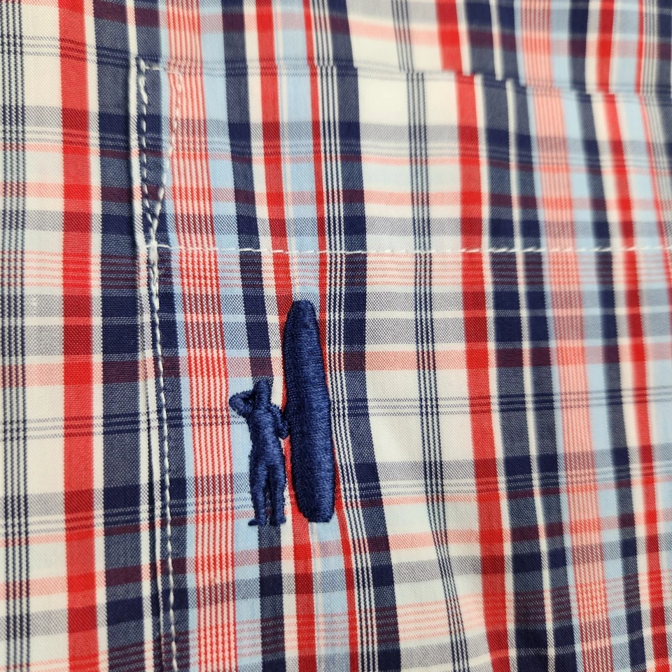 Camisa Johnnie-O Performance Para Hombre Grande Nylon Bambú Cuadros Preppy Roja Azul Blanca Foto 2 de 4
