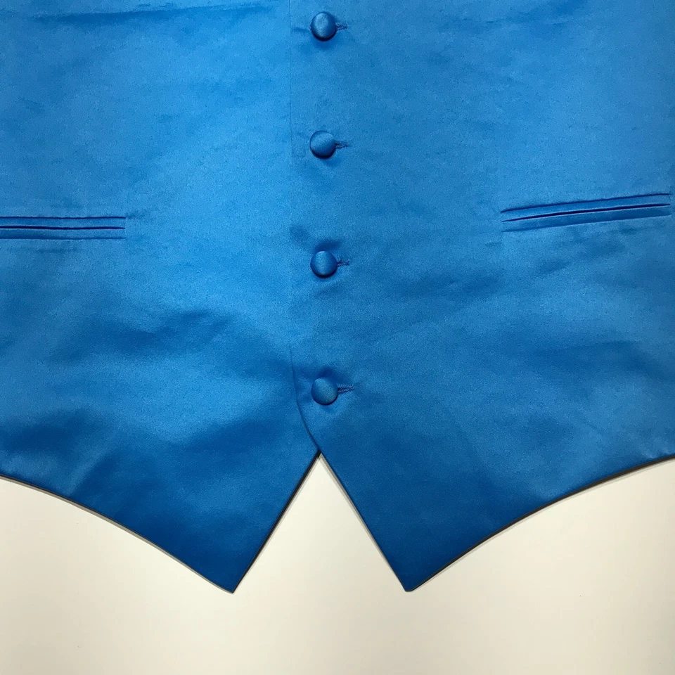 Retro Paris Suit Vest Mens Size XS Blue Black Button Up Tuxedo Wedding Formal - Image 4 of 4