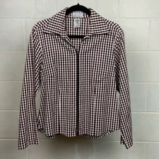 FDJ French Dressing Women's Full Zip Plaid Jacket Stretch Size 10 Black Red EUC