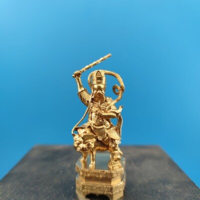 2.5'' Solid Brass Zhao Gong Ming Wu God of Wealth Bodhisattva Worship Ornament