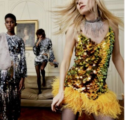 zara yellow sequin top