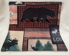Bear Moose Deer Rustic Lake Lodge Cabin Hunting Throw Pillow Cover Man Cave