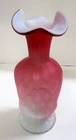 Fenton? Cranberry Rose Satin Diamond Optic Pinch Vase