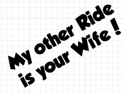 Lustiger Autoaufkleber My Other Ride Is Your Wife Auto Van Bike Sticker Decal gratis