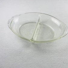 Vintage GlasBake J-239 Divided Clear Glass Serving Dish Baking Kitchen MCM