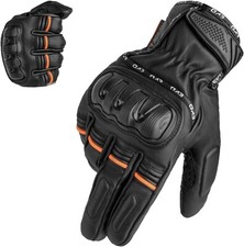MENS CARBON KNUCKLE WINTER MOTORBIKE MOTORCYCLE LEATHER GLOVES WATERPROOF WIND