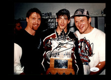 Patrick Roy Joe Sakic Claude Lemieux Signed Avalanche Stanley Cup 8x10 Photo JSA