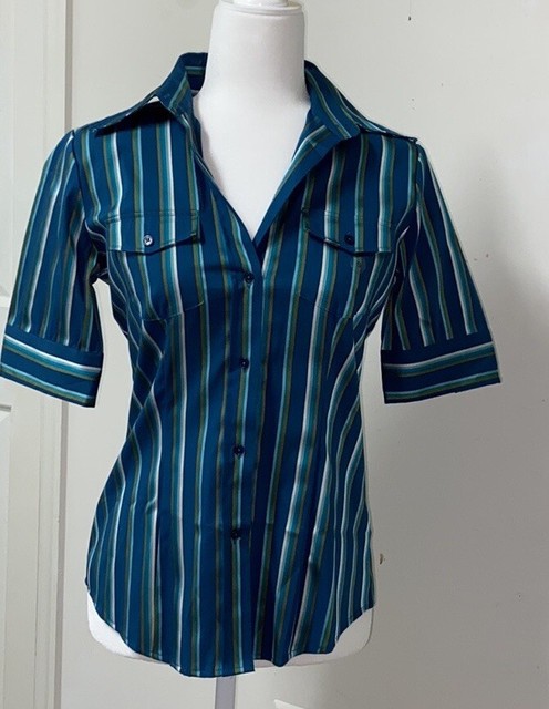 new york and company button down striped shirt size small | eBay
