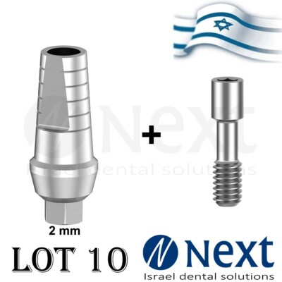 Lot x 10 Straight Titanium Abutment hex 2.42 shoulder screw 2 mm