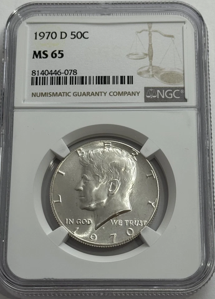 1970 D NGC MS65 Silver Kennedy Half Dollar JFK Coin Signature White Label 50c - Image 3 of 3