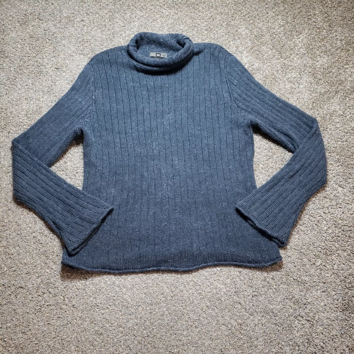 REI Sweater Womens Large Gray Wool Blend Mock Neck Long Sleeve Pull Over |  eBay
