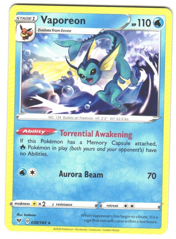 Vaporeon 030/185 Swsh04: Vivid Voltage for sale | eBay